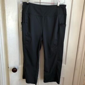Willit Women's Size L Gray Stretch Yoga Running Flare Capris Side Pockets